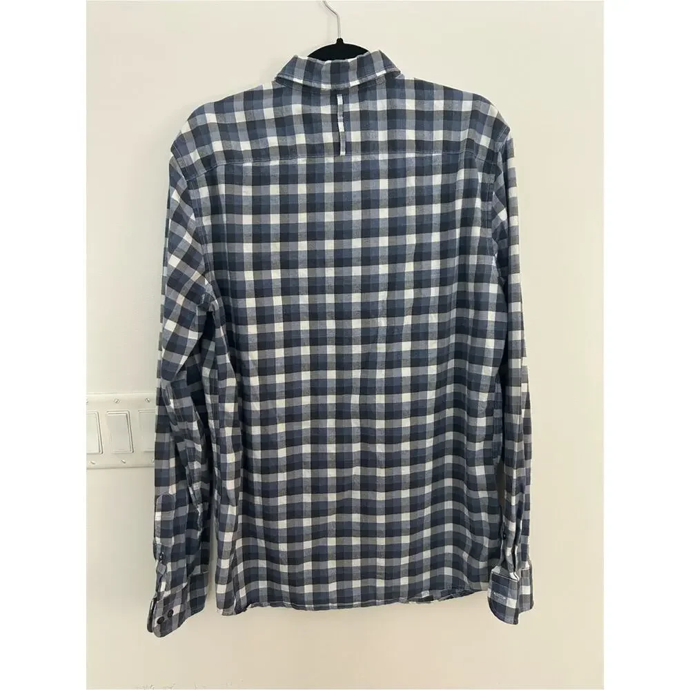 Banana Republic Luxe Flannel Shirt Men’s Large Tall Slim Fit Plaid Button Down